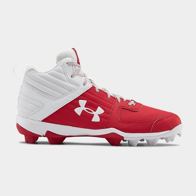 Under Armour Leadoff Mid RM - Panske Baseballová Obuv - Červené/Biele